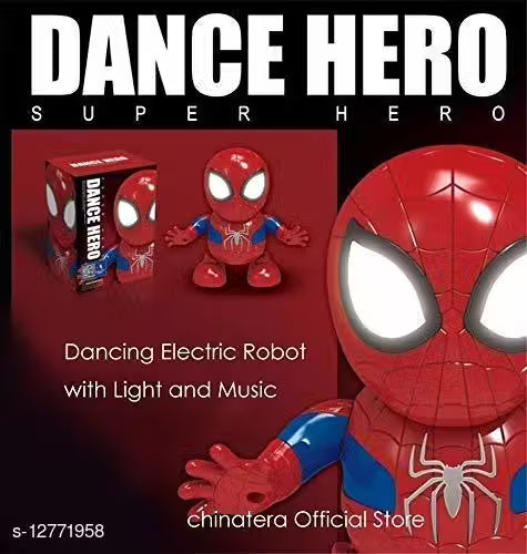 Spider Man Dancing Spider Man Robot Toy with 3D Flashing Lights & Music Toys for Kids, Battery Operated