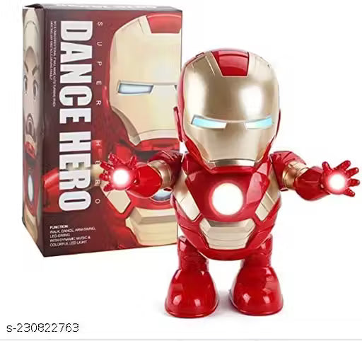 IRON MAN Dancing Robot Toys with Lights and Music, Concert Walk, Spin, Dance with Openable Iron Man Mask for Kids